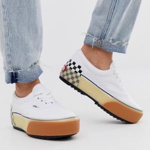 Vans era stacked white checkered Size 5